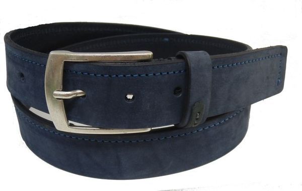 Nubuck Belt with worked loop - Blue - 35mm