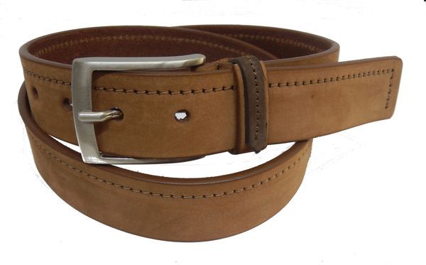 Nubuck Belt with worked loop - Leather - 35mm