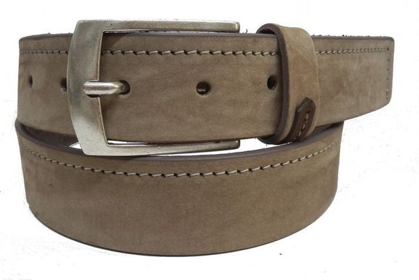 Cintura in nabuk con passante lavorato- Taupe - 35mm