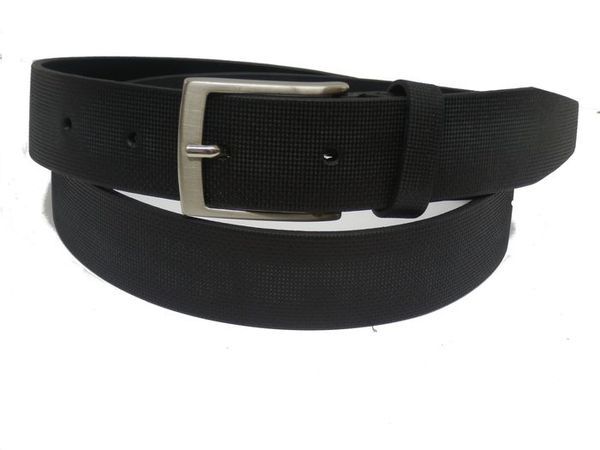 Cintura in cuoio piatta con stampa e sfumata - Nero - 35mm
