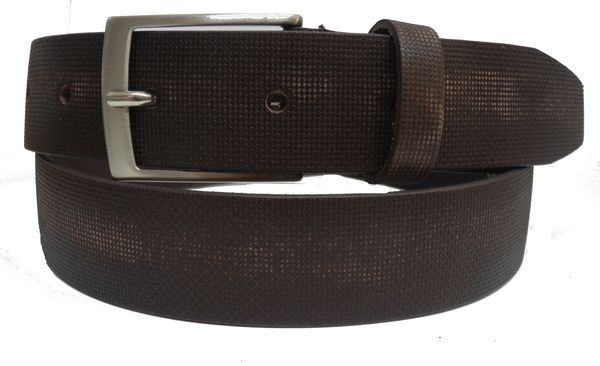 Cintura in cuoio piatta con stampa e sfumata - T.moro - 35mm