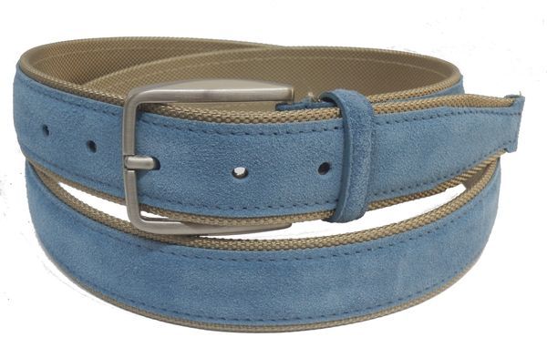 Cintura in tela + camoscio - Sabbia/Jeans- mm35