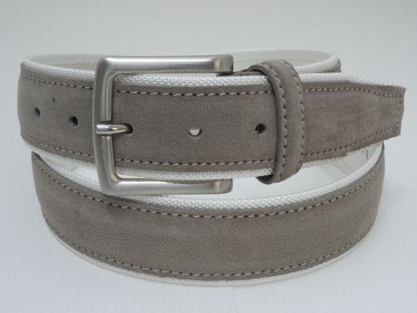 Cintura in tela + camoscio - bianco/taupe - mm 40