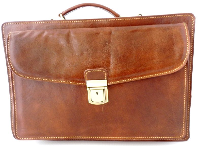 Borsa Portadocumenti Vintage In Pelle Crazy Horse Stile Antico Mondo